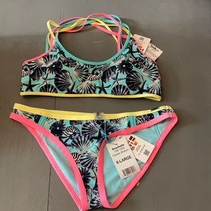 NWT Heat Bikini: Aqua and Navy Seashells XL